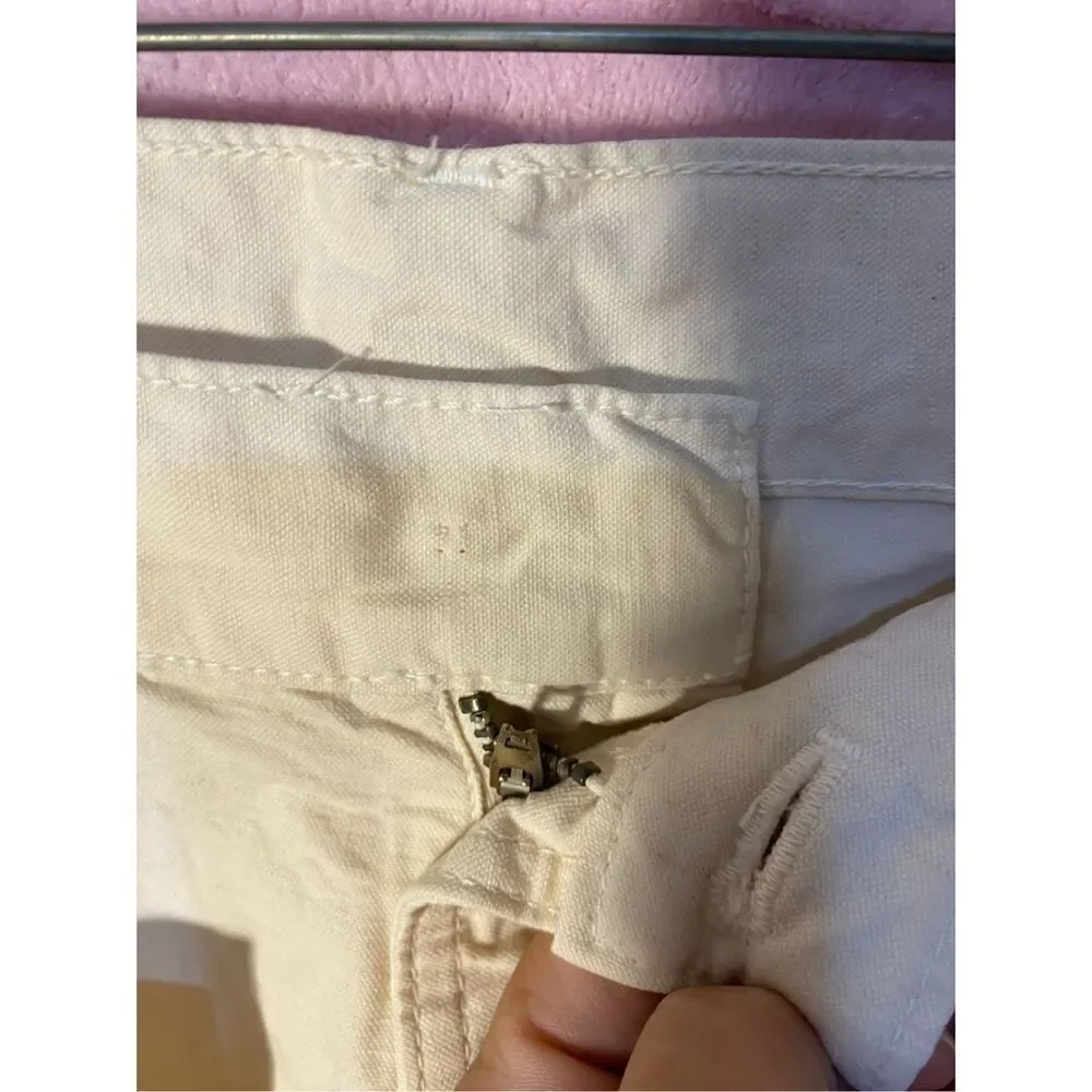 Zara Woman’s Cotton Linen Blend Cream High Waisted Boxy Pants Size 30 NWT
